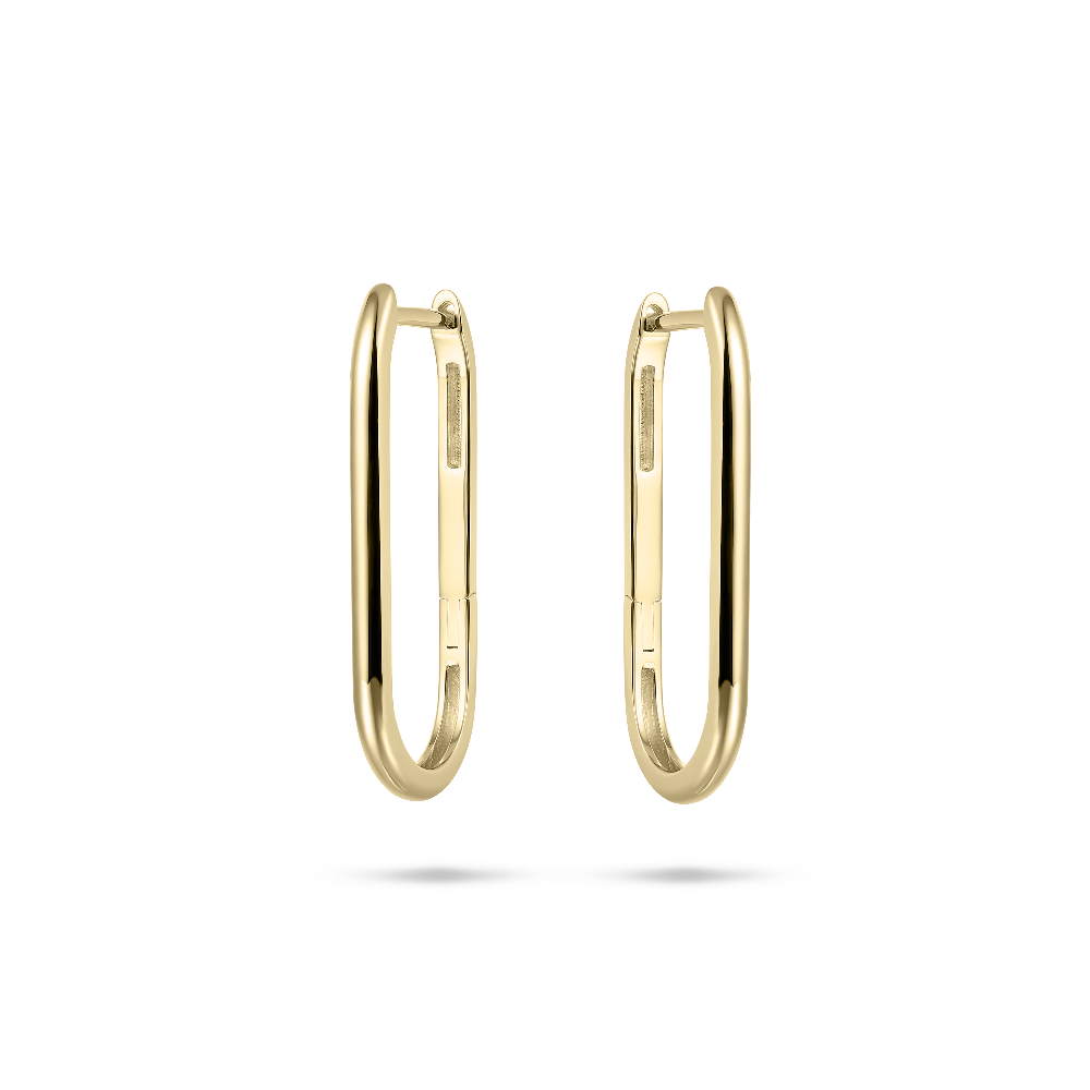 Long Paperclip Hoops 14k Gold Gisser Jewels