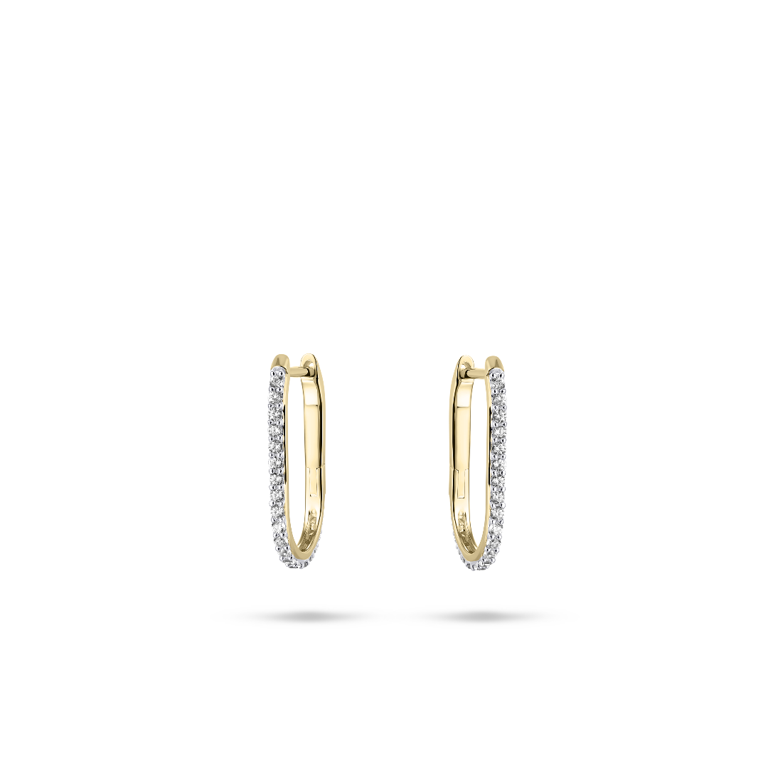 Sparkling Long Hoop Earrings 14k Gold Gisser Jewels