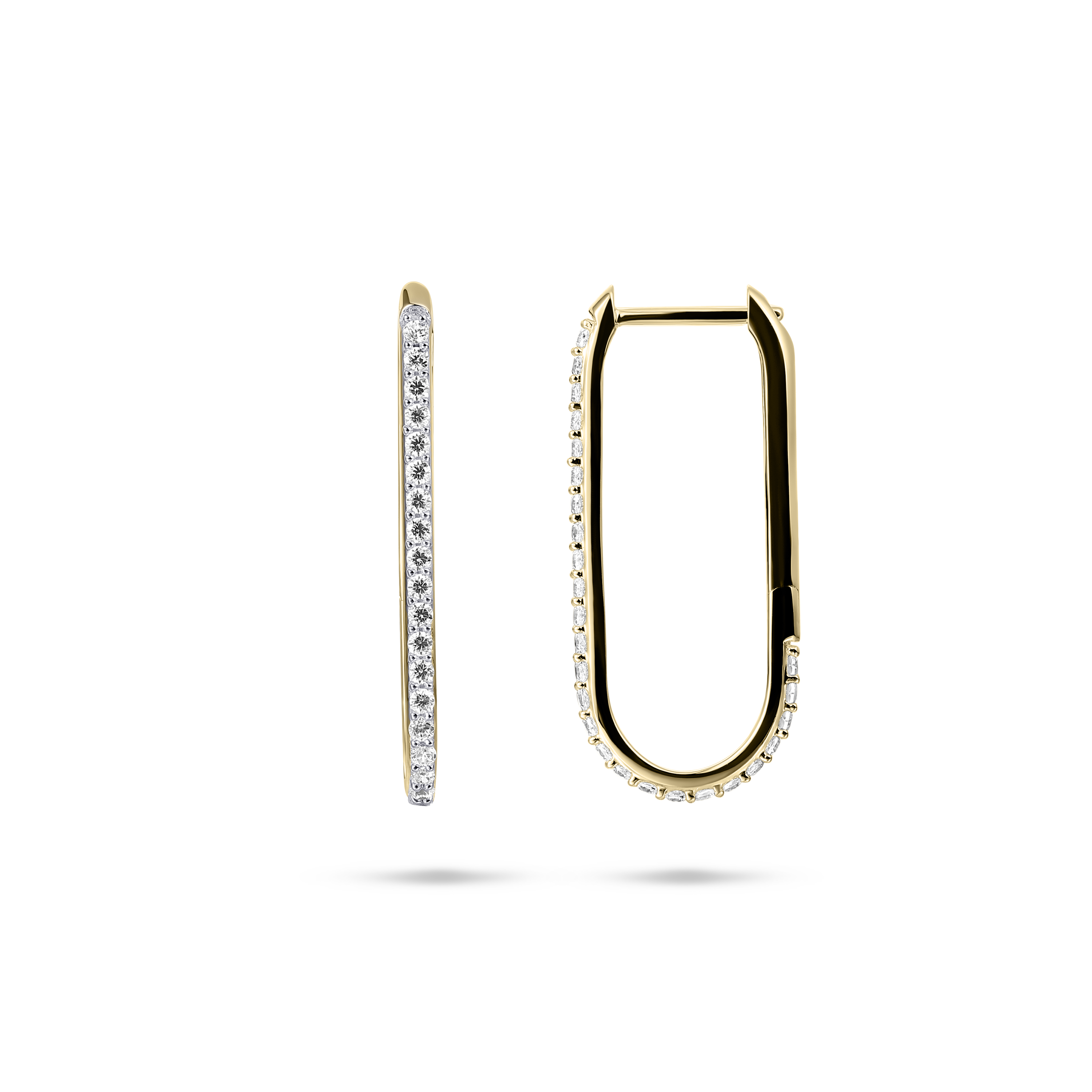 Long Sparkling Hoop Earrings 25 mm 14k Gold Gisser Jewels-1