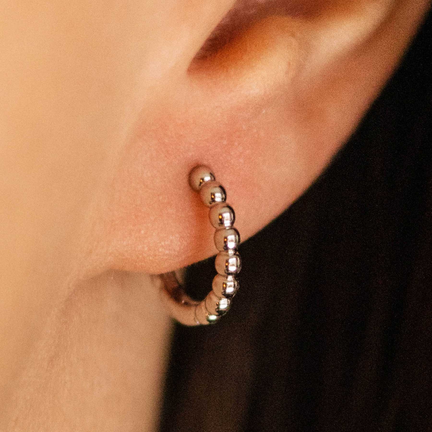 Gisser Jewels Earrings Silver Beaded Hoops