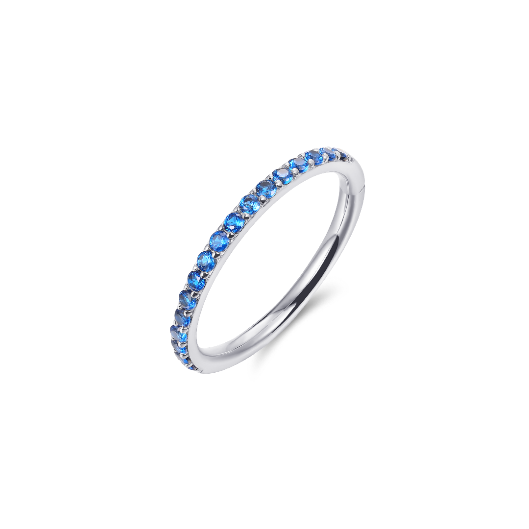 Blauwe Pave Stacker Ring