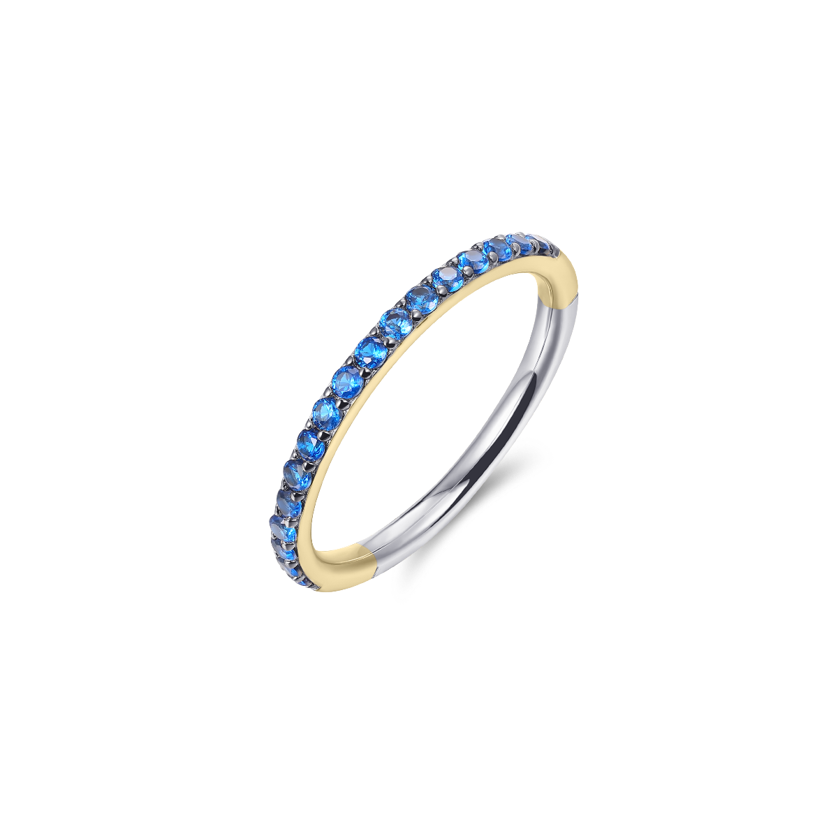 Blue Pave Stackable Ring | Silver Gold Plated | Gisser Jewels-1