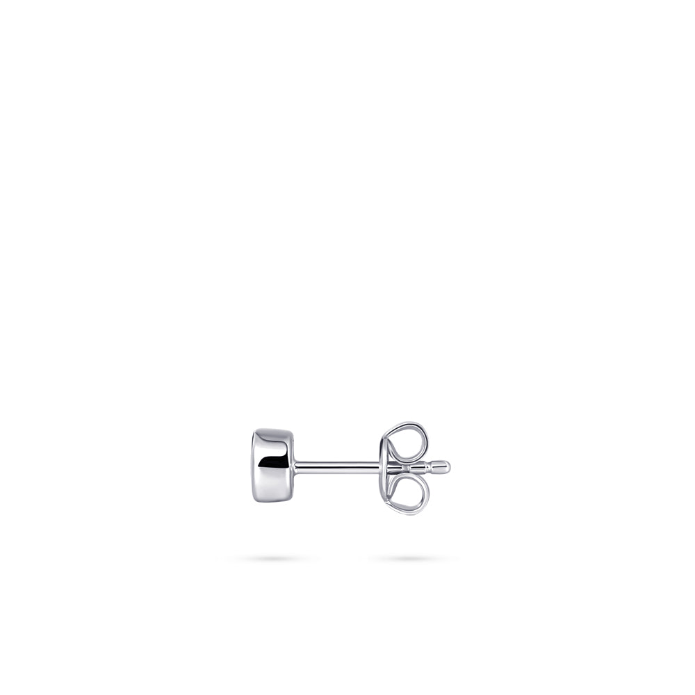 Gisser Jewels Round Ear Studs with Stone Silver-3