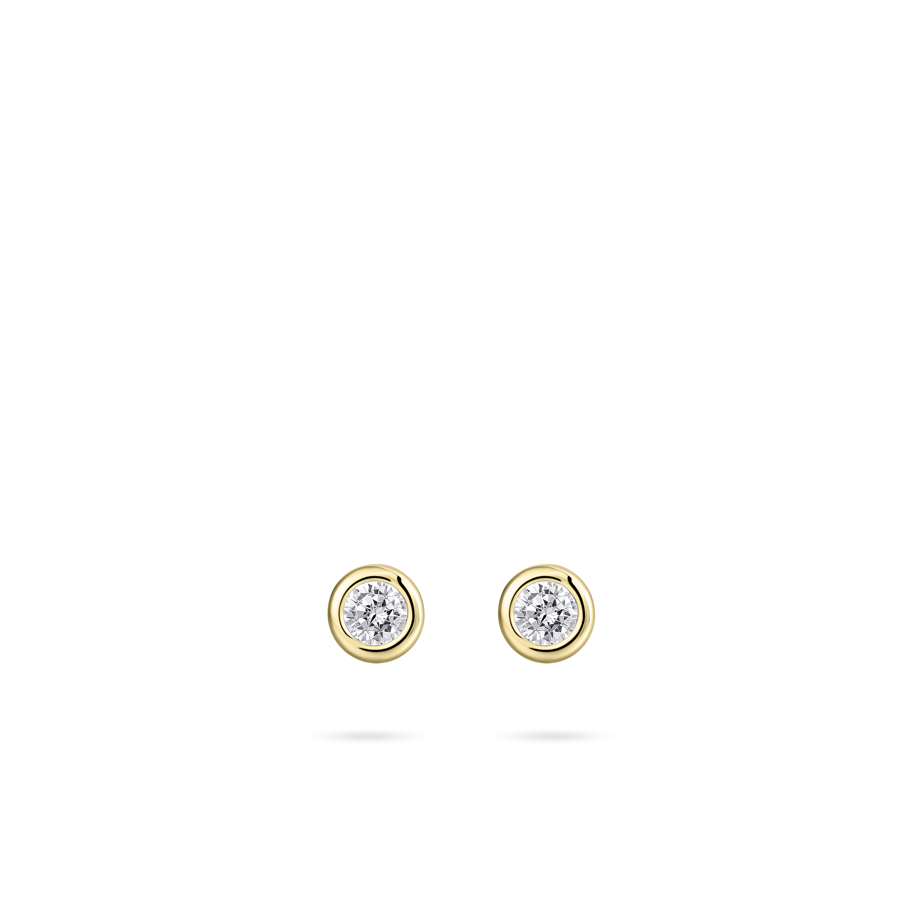 Gisser Jewels Round Ear Studs with Stone Gold Plated Silver