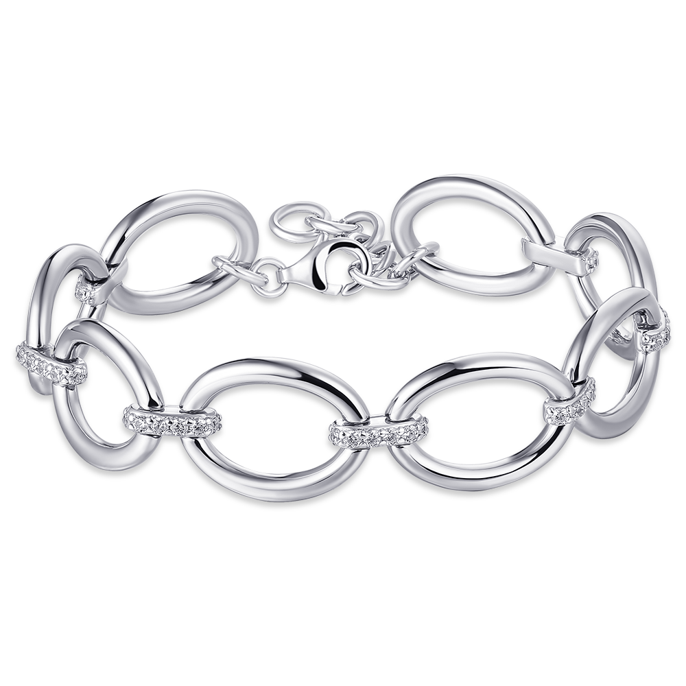 Gisser Jewels Silver Link Bracelet with Stones