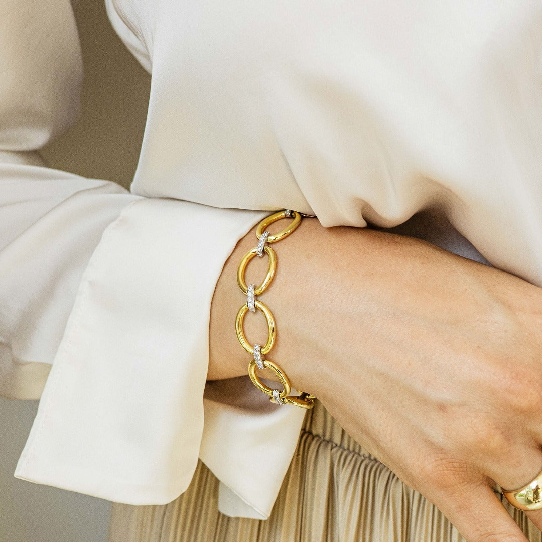 Bold Oval Link Bracelet | Gold Plated Silver | Gisser Jewels-2