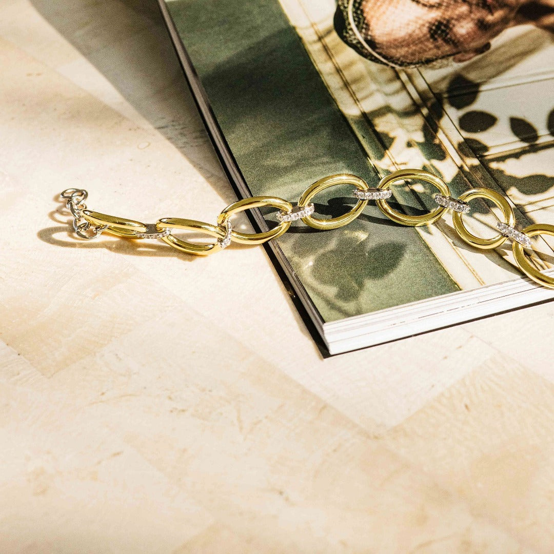 Bold Oval Link Bracelet | Gold Plated Silver | Gisser Jewels-6
