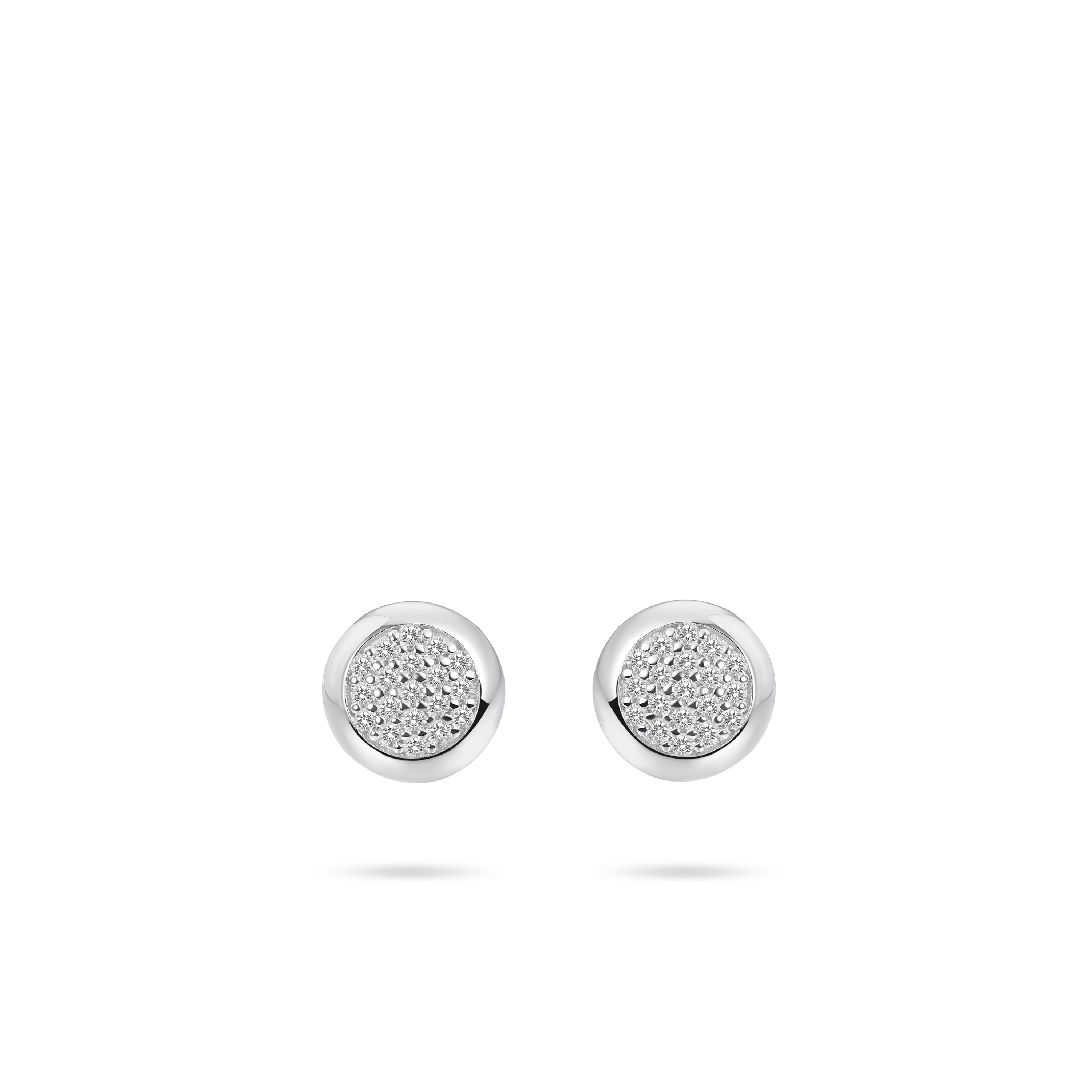 Gisser Jewels Silver Round Pave Ear Studs Zirconia Stones