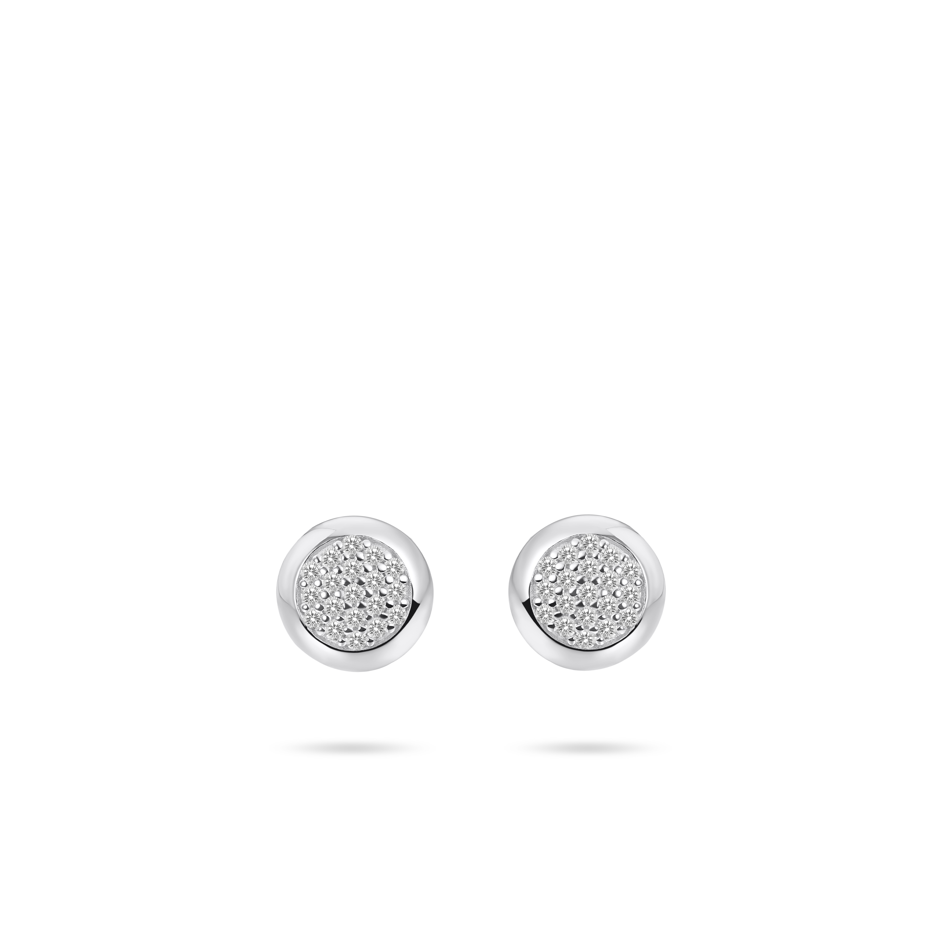 Gisser Jewels Silver Round Pave Ear Studs Zirconia Stones-1