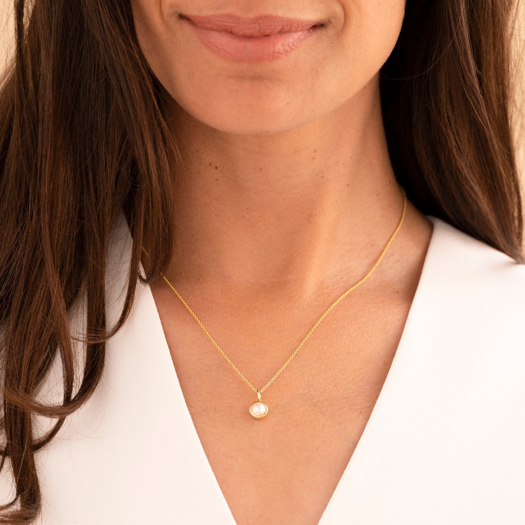 Gisser Jewels Gold Plated Silver Necklace with Pearl