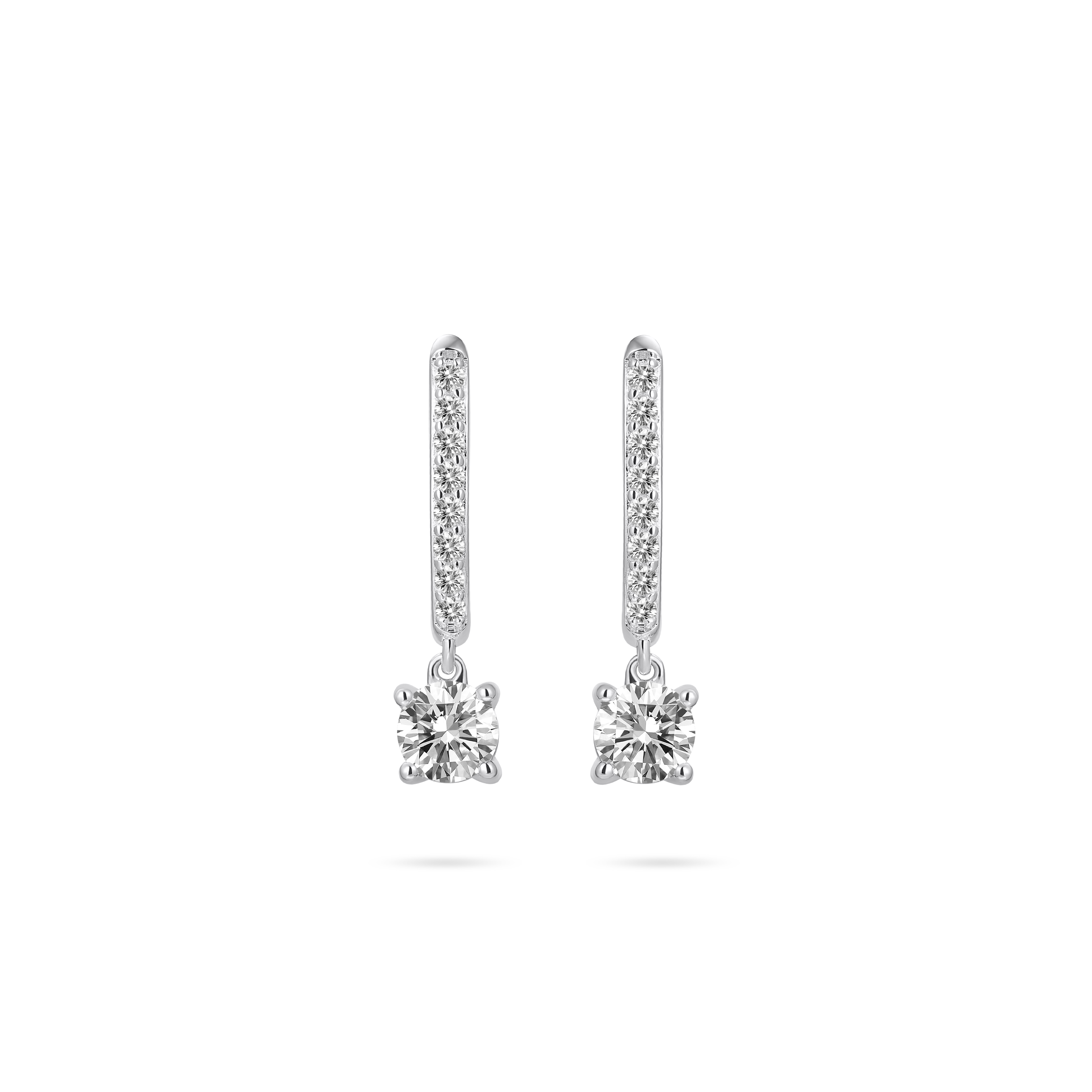 Gisser Jewels Charm Hoop Earrings Silver with Zirconia Stone