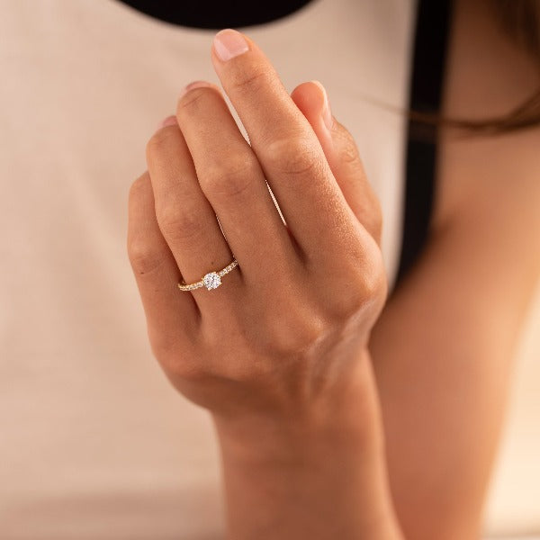 Gisser Jewels Gold Plated Silver Pave Ring with Zirconia Stone