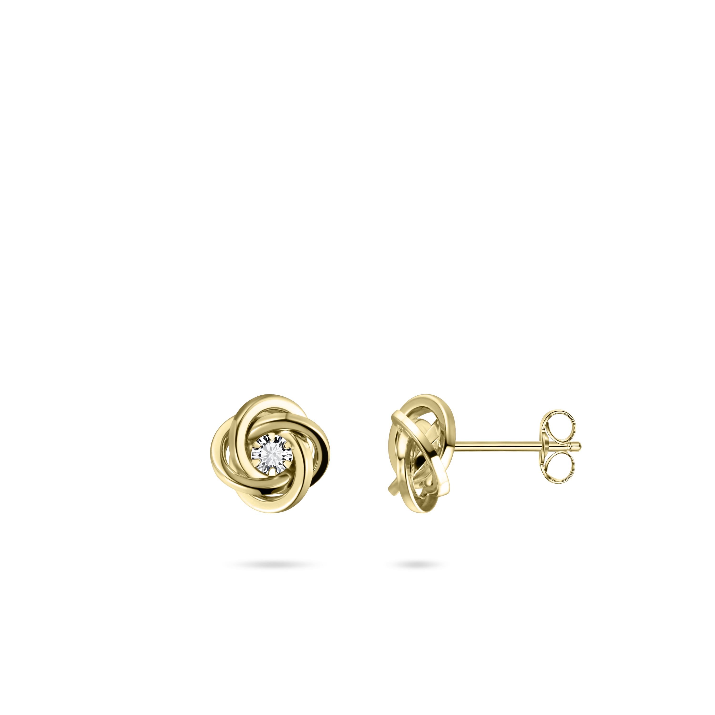 Gisser Jewels Knot Ear Stud Gold with Zirconia Stone