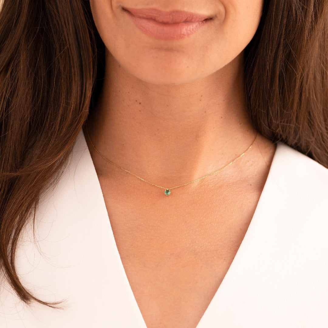 Brilliant Necklace Green | 14k Gold | Gisser Jewels-3