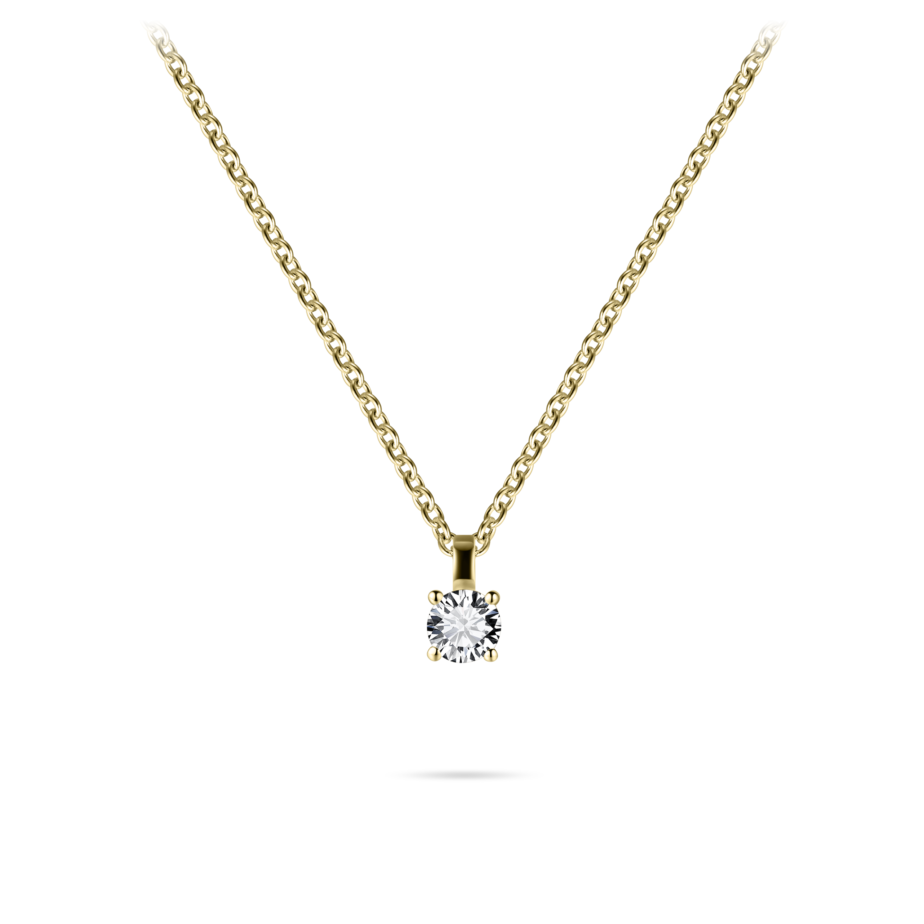 Gisser Jewels Gold Plated Silver Necklace with a Round Zirconia Stone