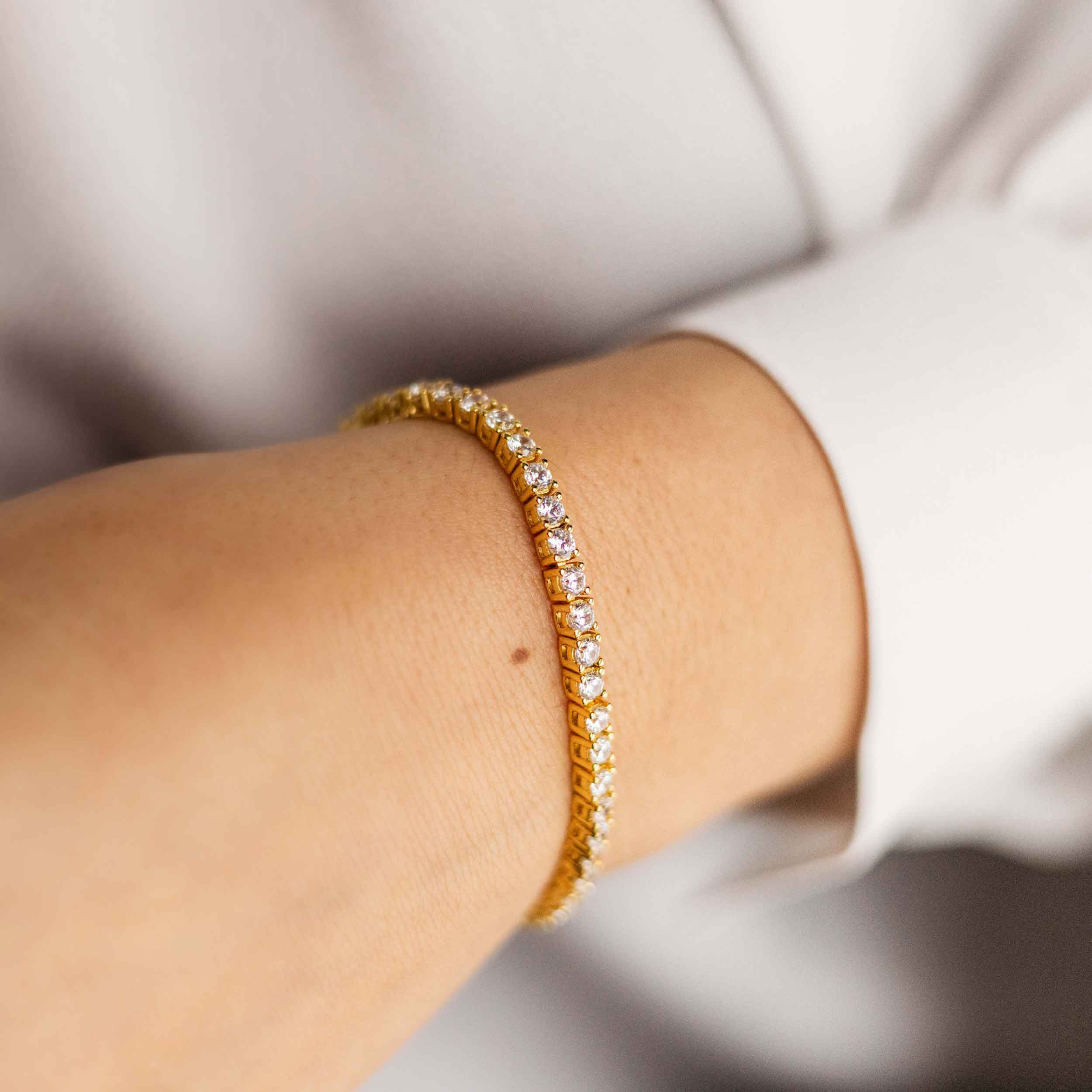Gisser Jewels Tennis Bracelet Gold Plated Silver with Zirconia Stones-2