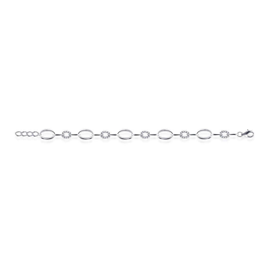 Gisser Jewels Link Bracelet Silver with Zirconia Stones-1