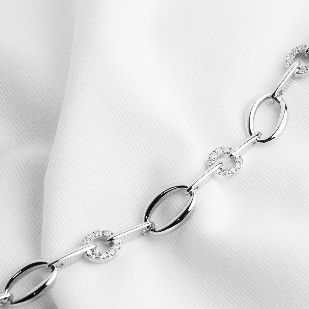 Gisser Jewels Link Bracelet Silver with Zirconia Stones-2