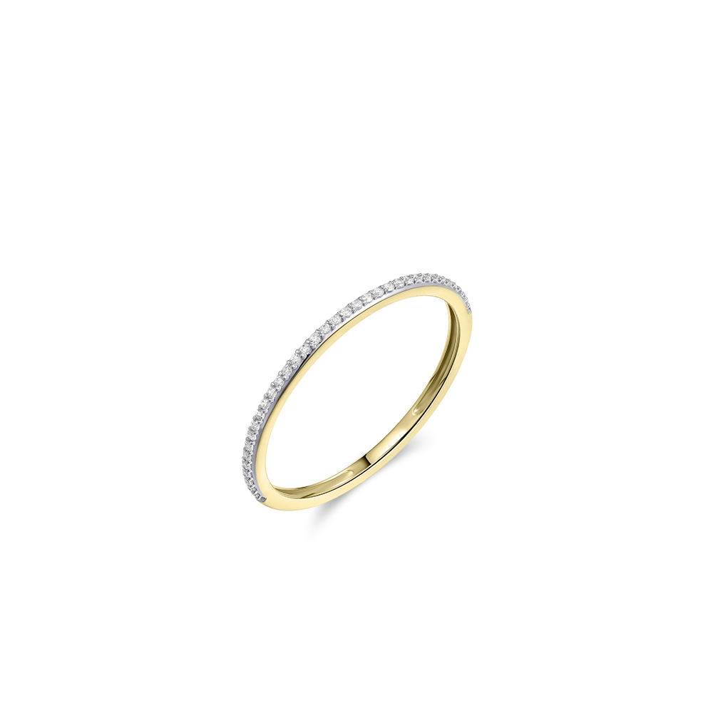 Gisser Jewels 14k Gold Delicate Pave Stackable Ring with Stones-1