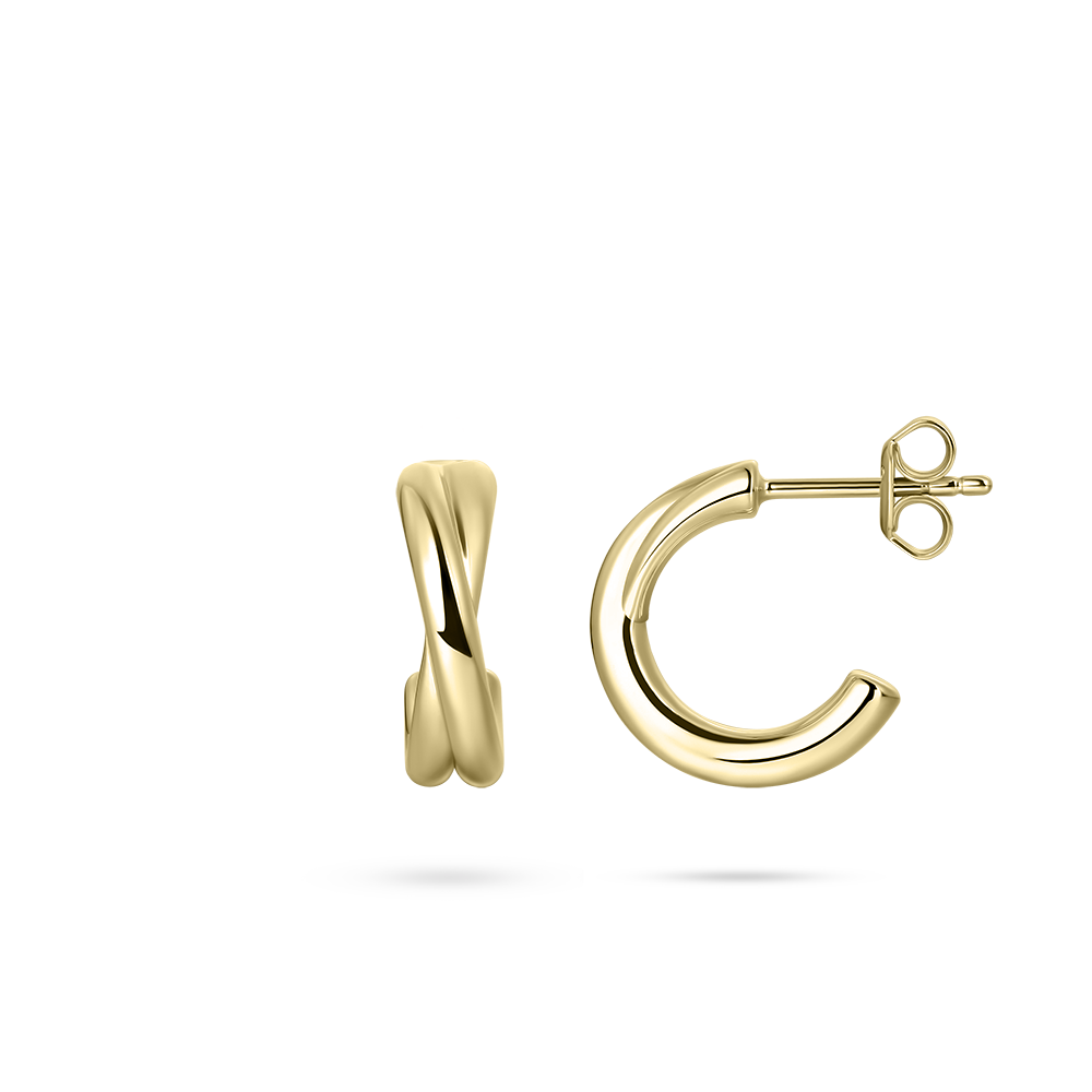 Gisser Jewels Crossover Ear Studs Gold Plated Silver