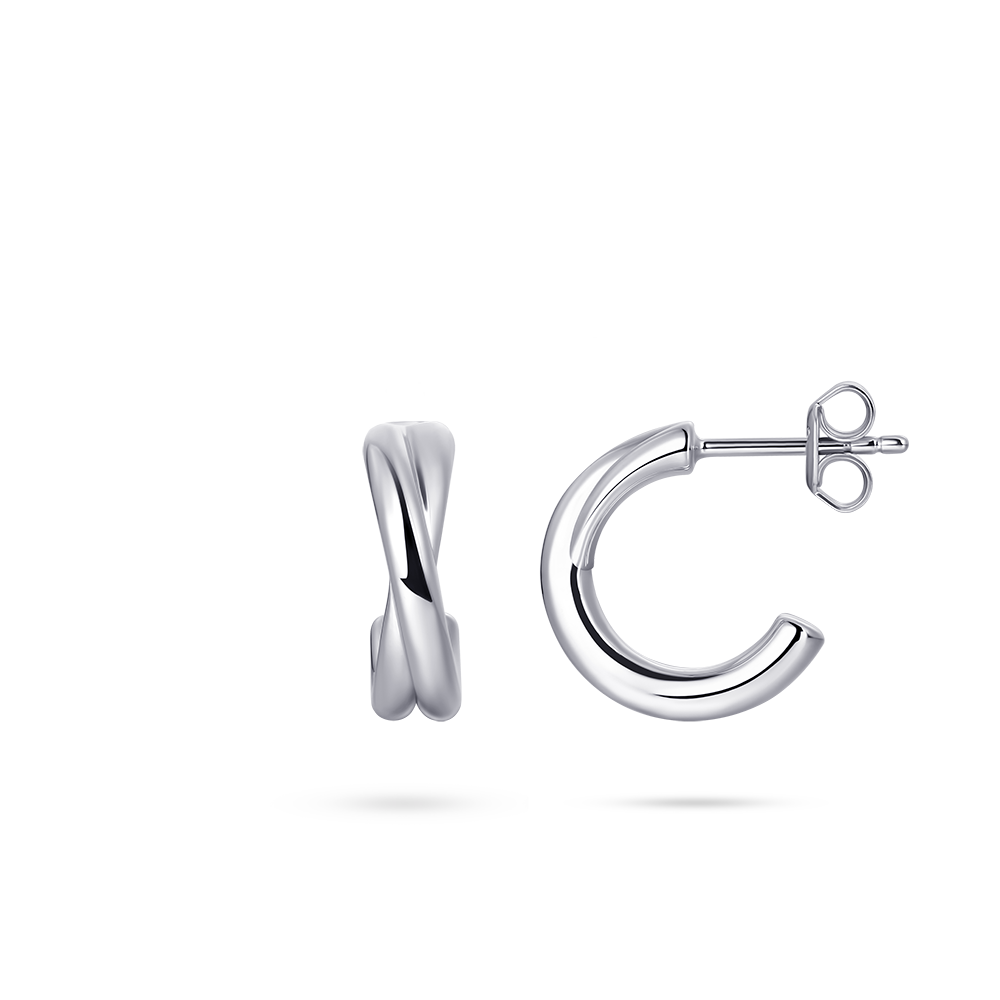 Gisser Jewels Crossover Ear Studs Silver-3