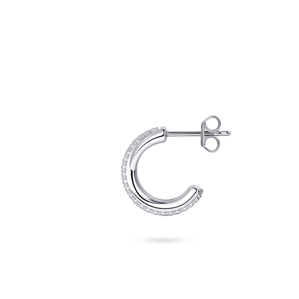 Gisser Jewels Silver Rhodium Plated Crossover Ear Studs with Stones