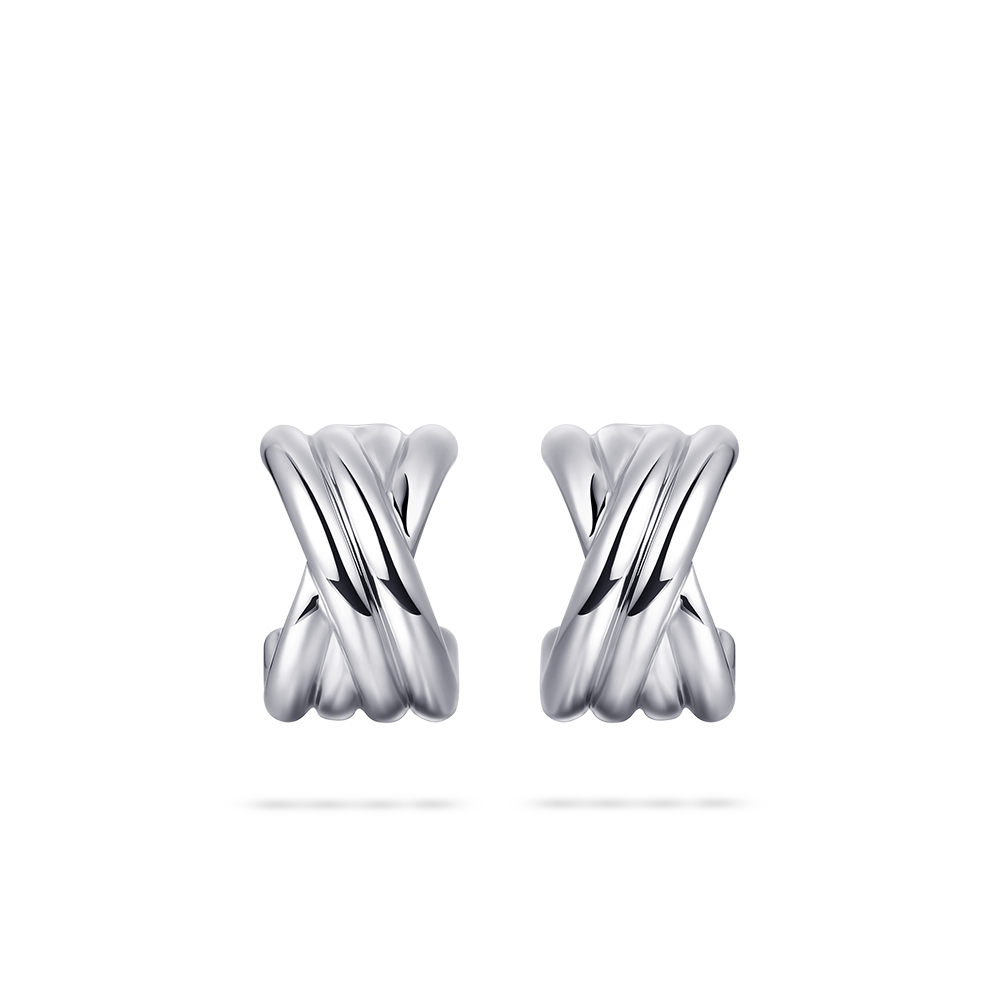 Gisser Jewels Silver Rhodium Plated Maxi Crossover Bold Bands Earrings