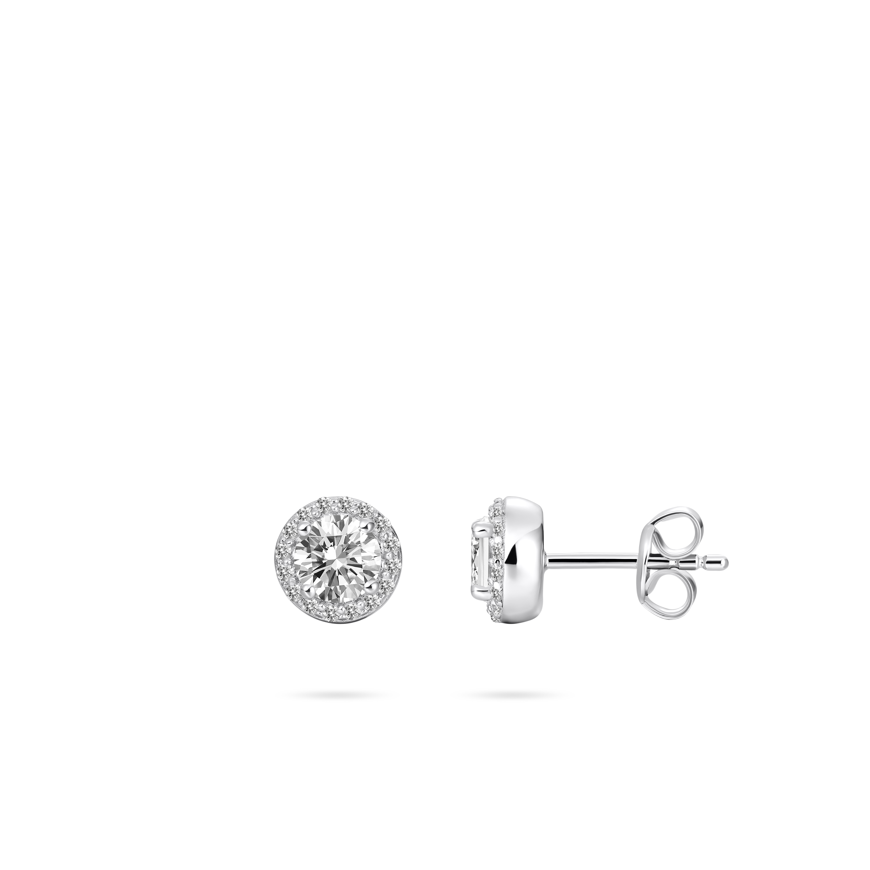 Gisser Jewels Silver Rhodium Plated Halo Ear Studs