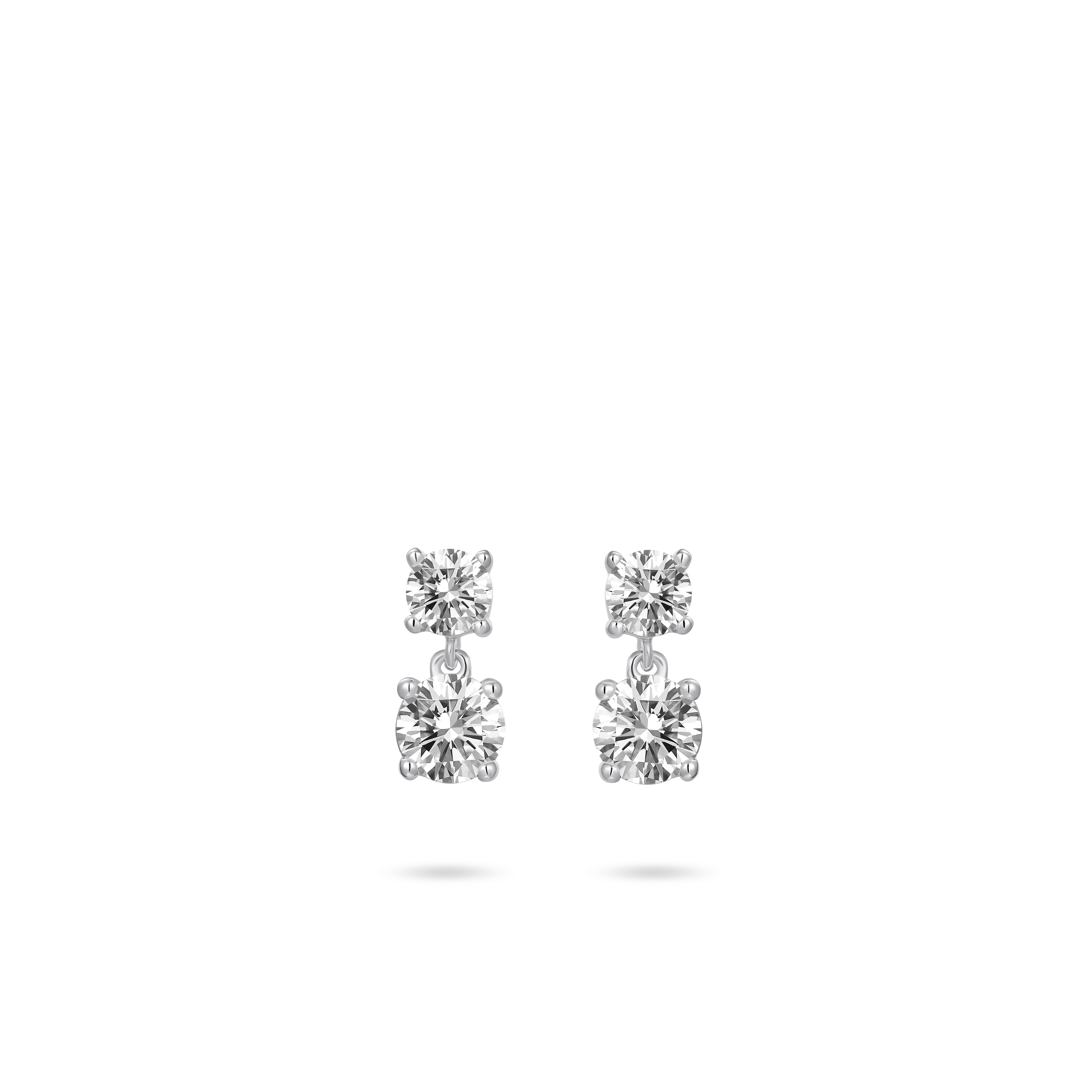 Gisser Jewels Silver Rhodium Plated Double Brilliant Stud Earrings