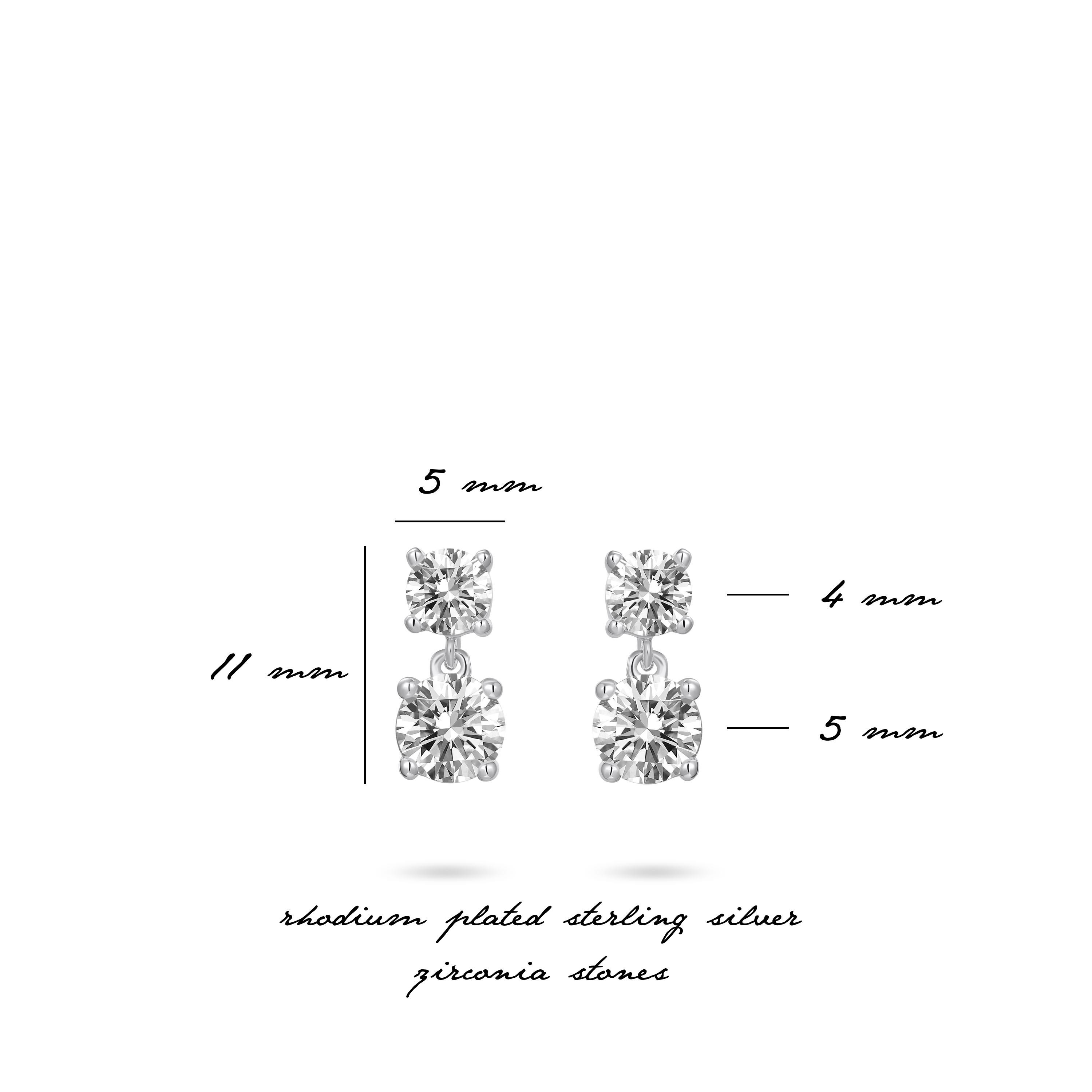 Gisser Jewels Silver Rhodium Plated Double Brilliant Stud Earrings