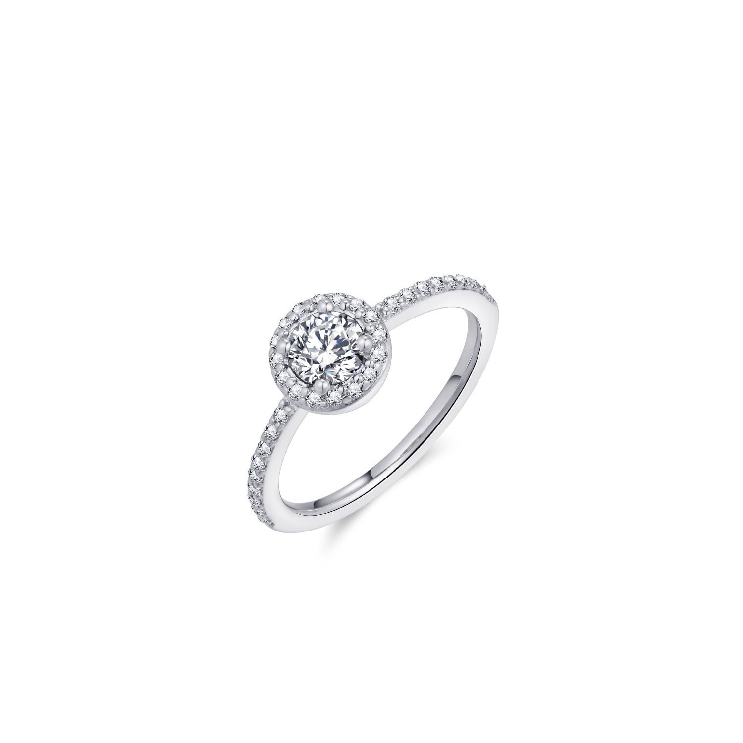 Gisser Jewels Silver Rhodium Plated Halo Ring-1