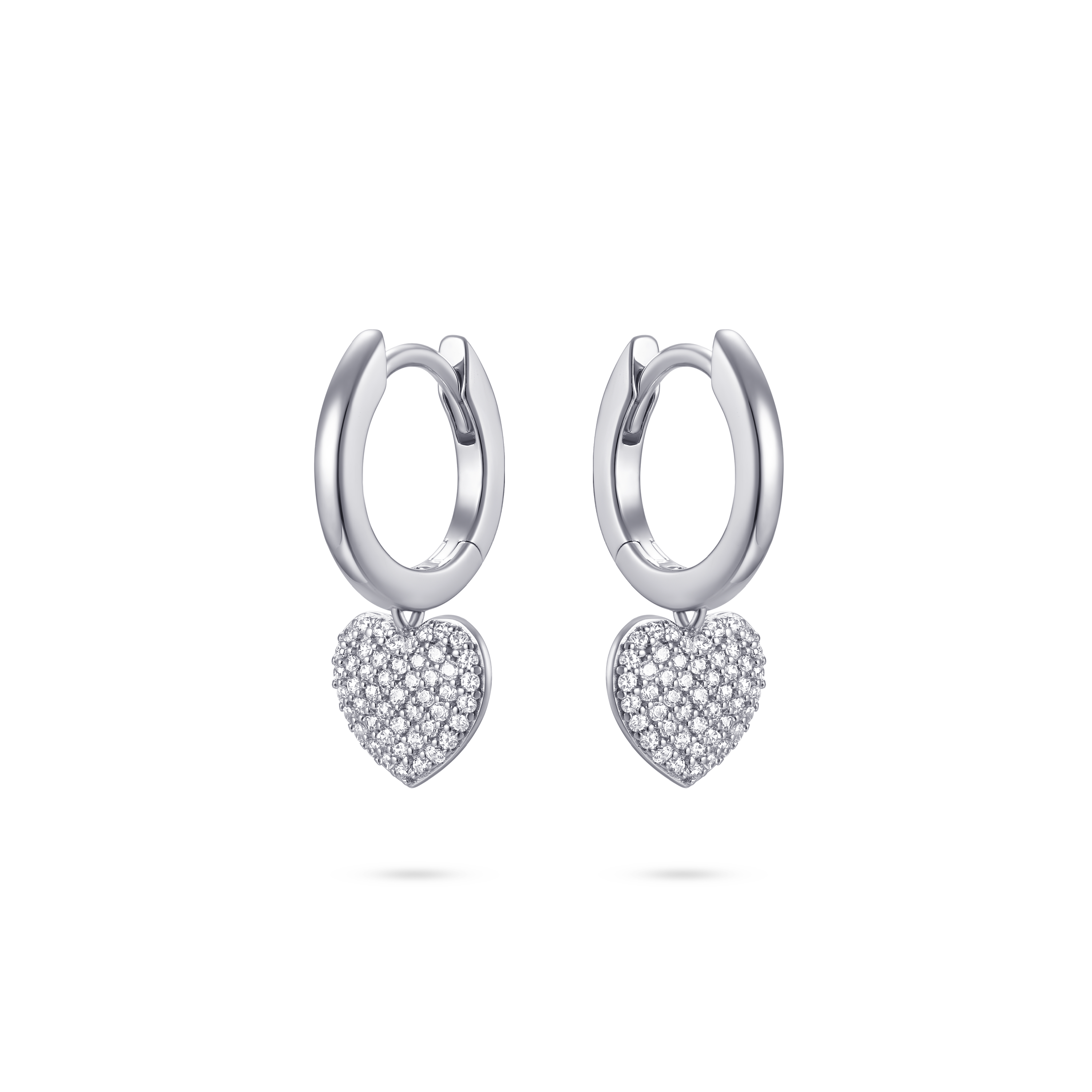 Gisser Jewels Silver Rhodium Plated Pave Love Hoops