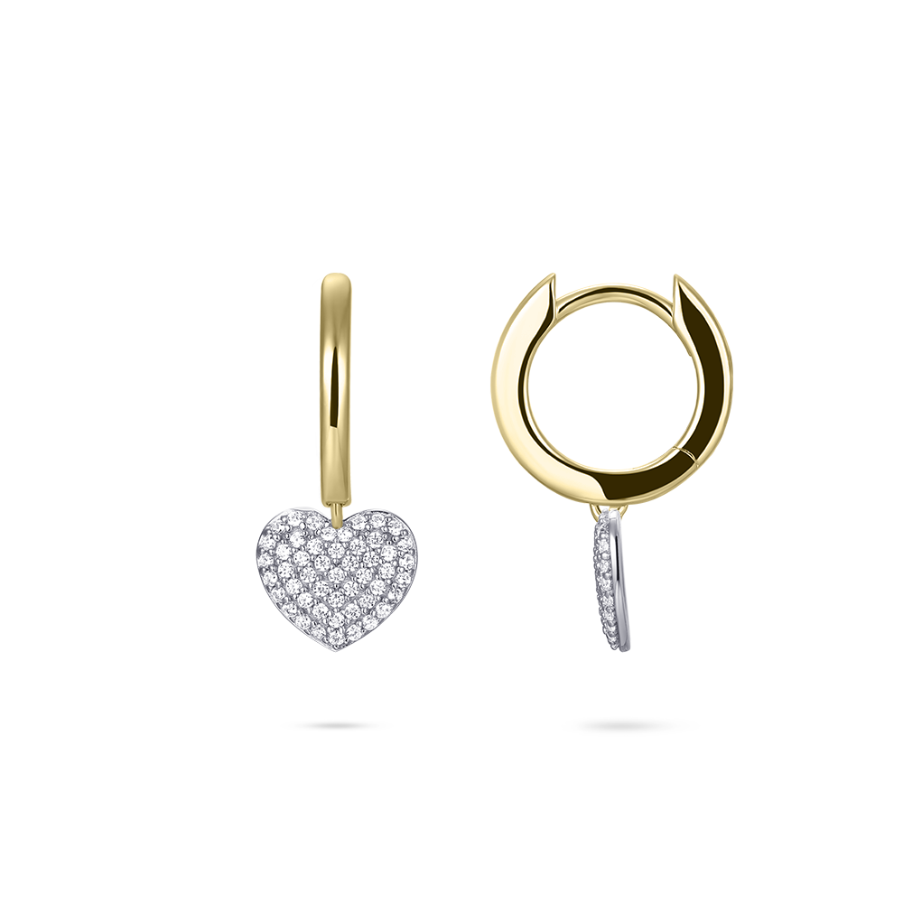 Gisser Jewels Silver Gold Plated Pave Love Hoops