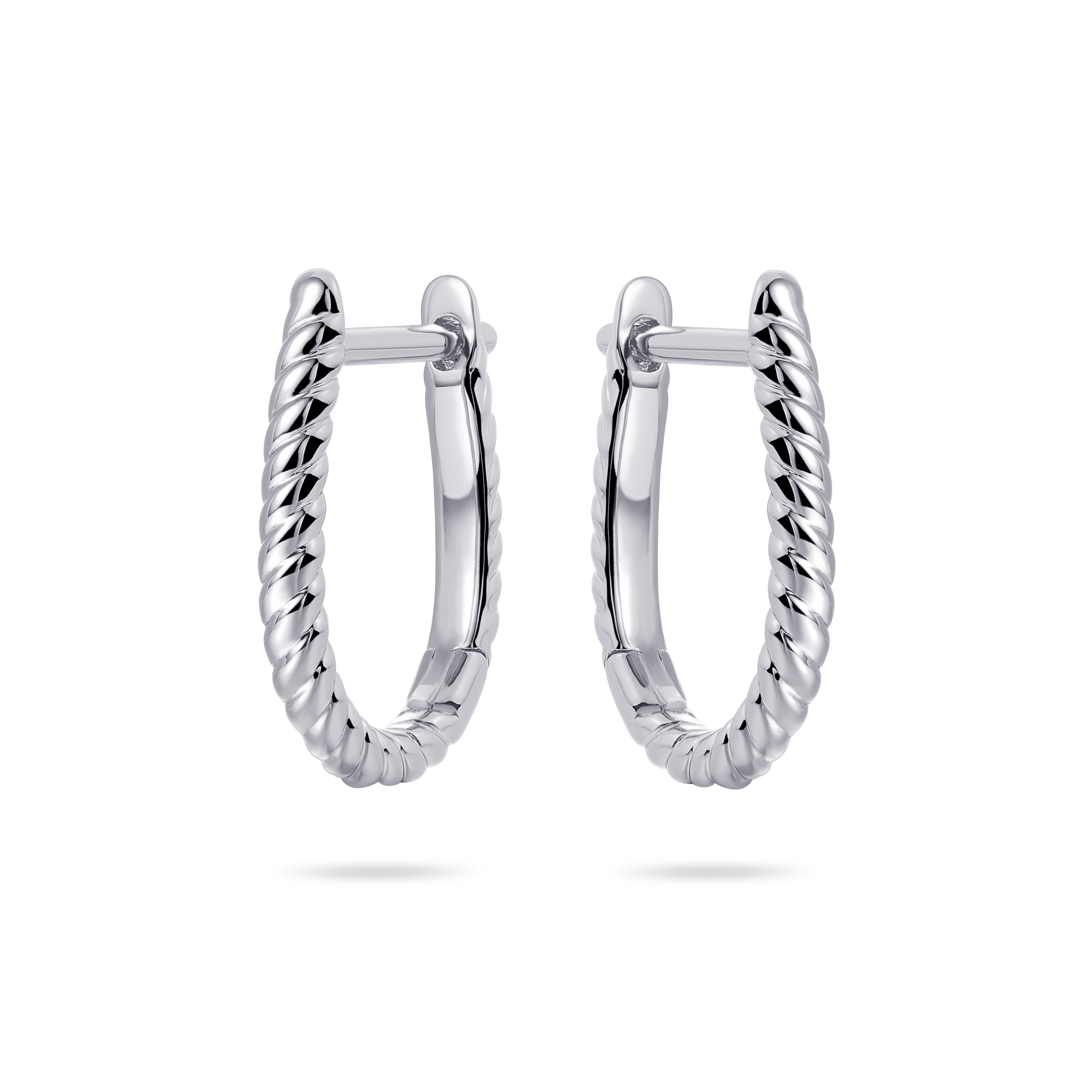 Gisser Jewels Silver Rhodium Plated Rope Oval Hoop Earrings