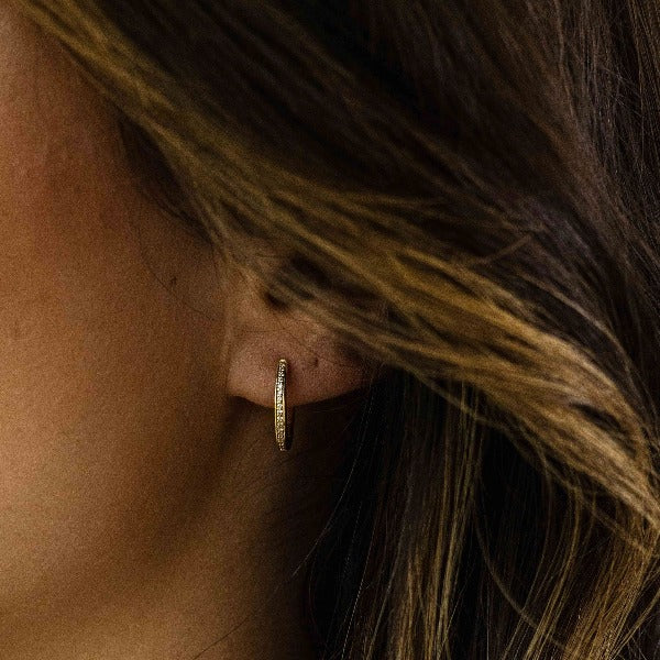 Gisser Jewels Hoop Earrings Gold Plated Silver with Zirconia Stones