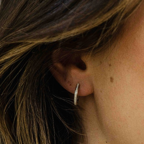 Gisser Jewels Hoop Earrings Silver with Zirconia Stones-1