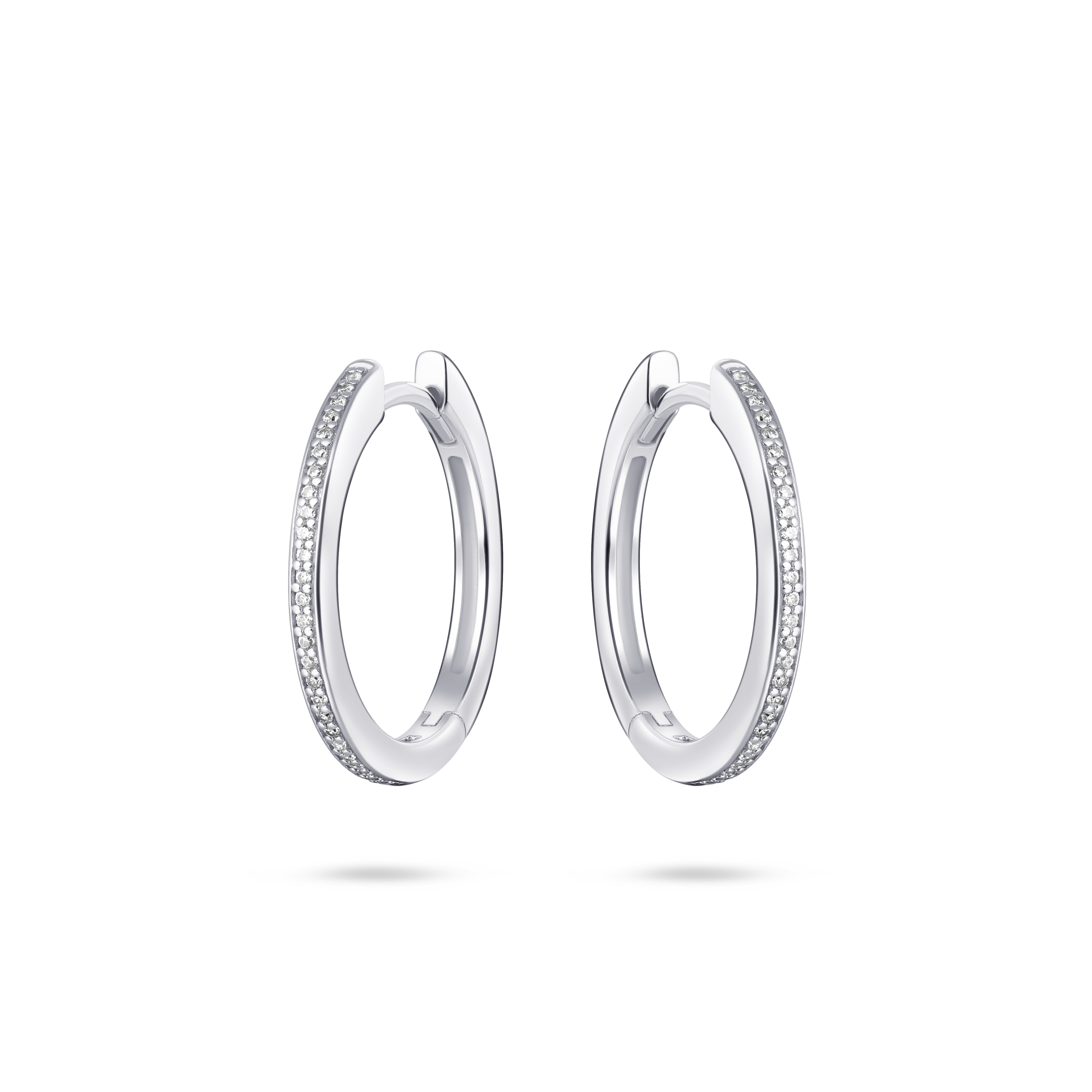 Gisser Jewels Hoop Earrings Silver with Zirconia Stones