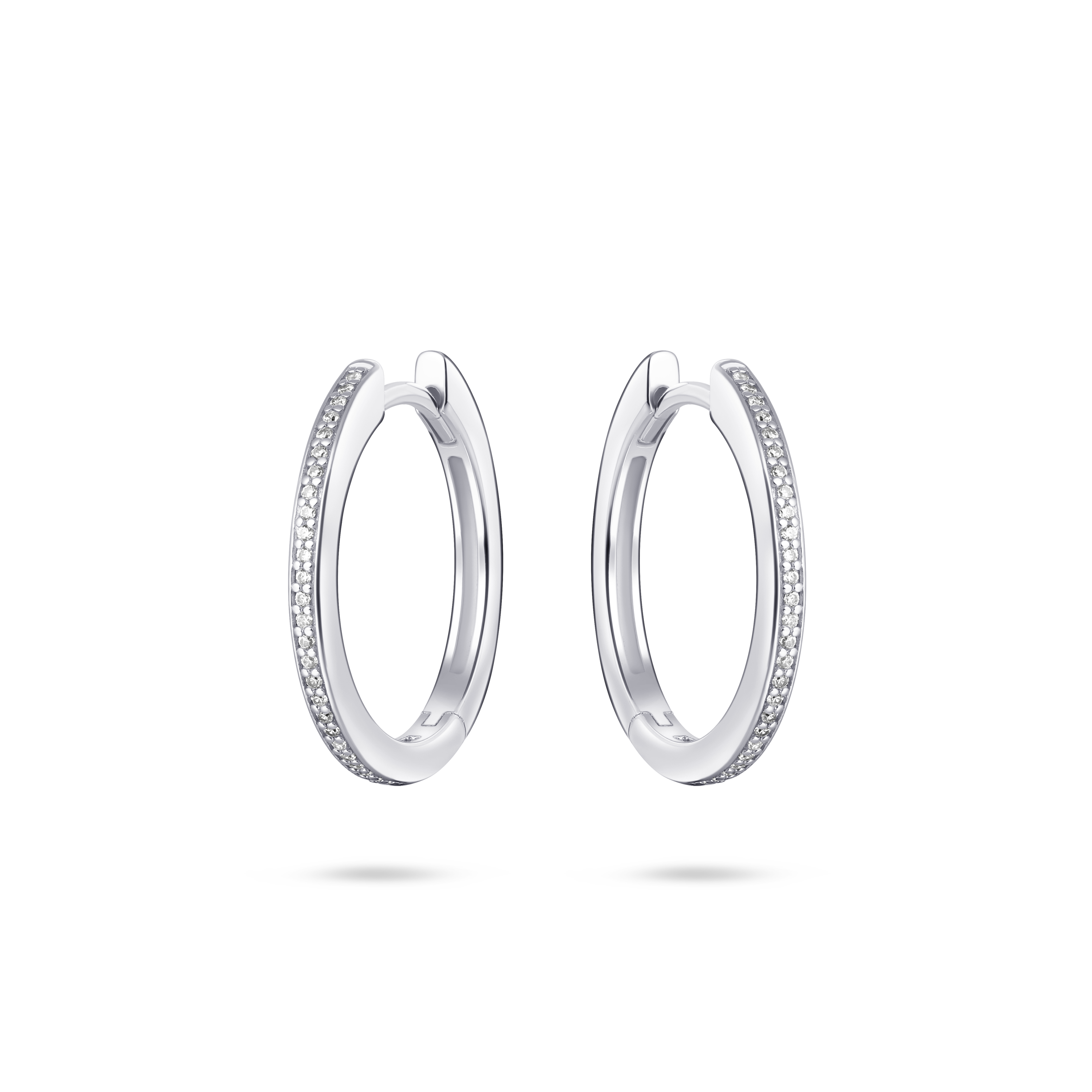 Gisser Jewels Hoop Earrings Silver with Zirconia Stones-2