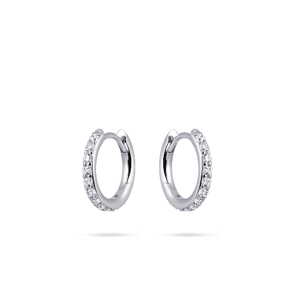 Sparkling Medium Hoop Earrings | Silver Rhodium Plated | Gisser Jewels-1
