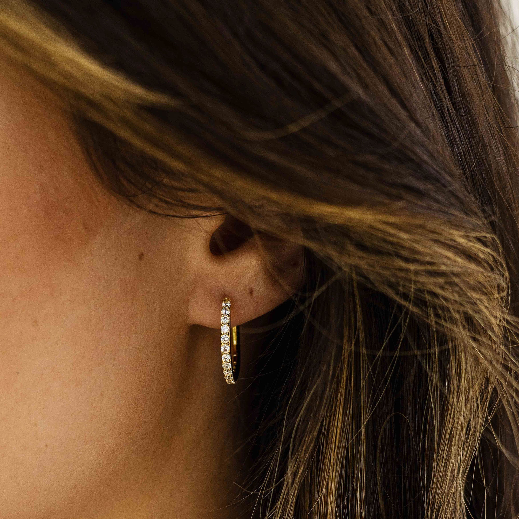 Sparkling Large Hoop Earrings | Silver Gold Plated | Gisser Jewels-2