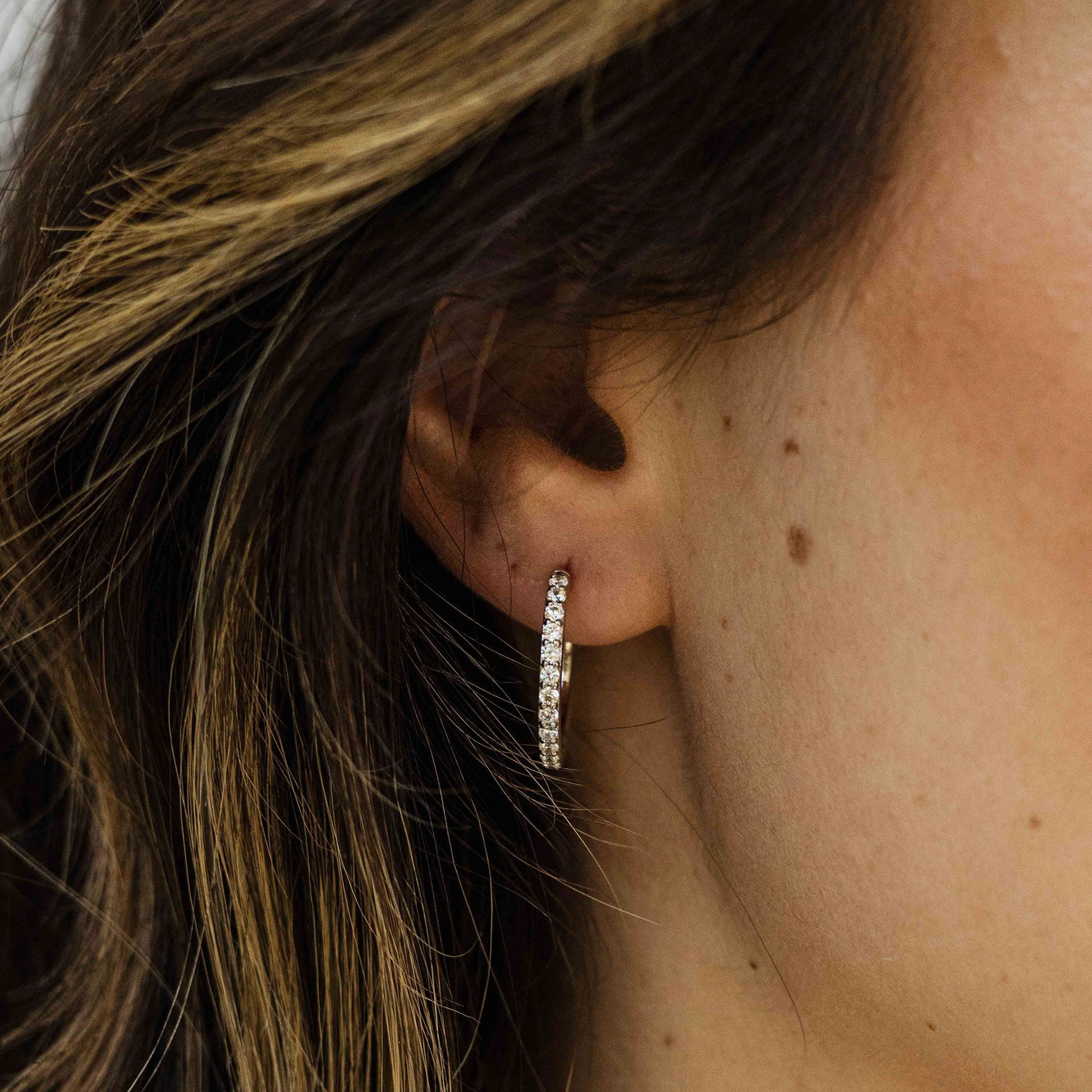 Sparkling Large Hoop Earrings | Silver Rhodium Plated | Gisser Jewels-2