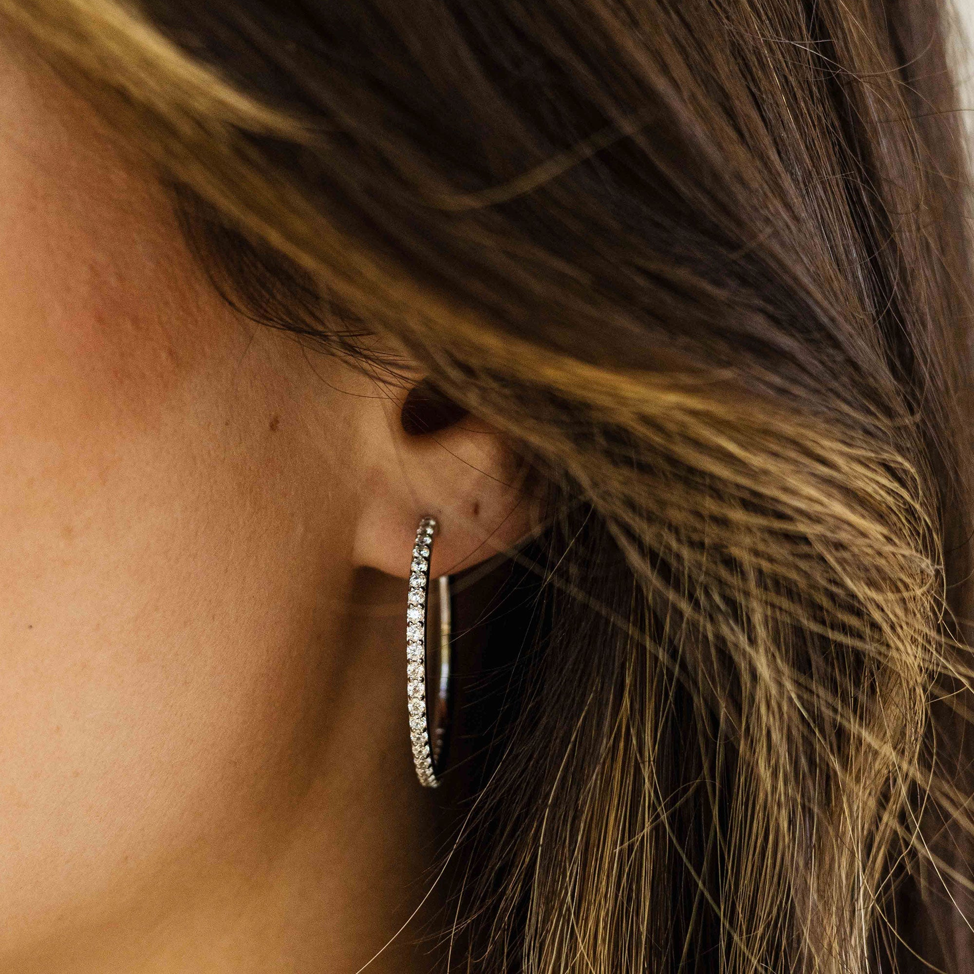 Sparkling Statement Hoop Earrings | Silver Rhodium Plated | Gisser Jewels-2