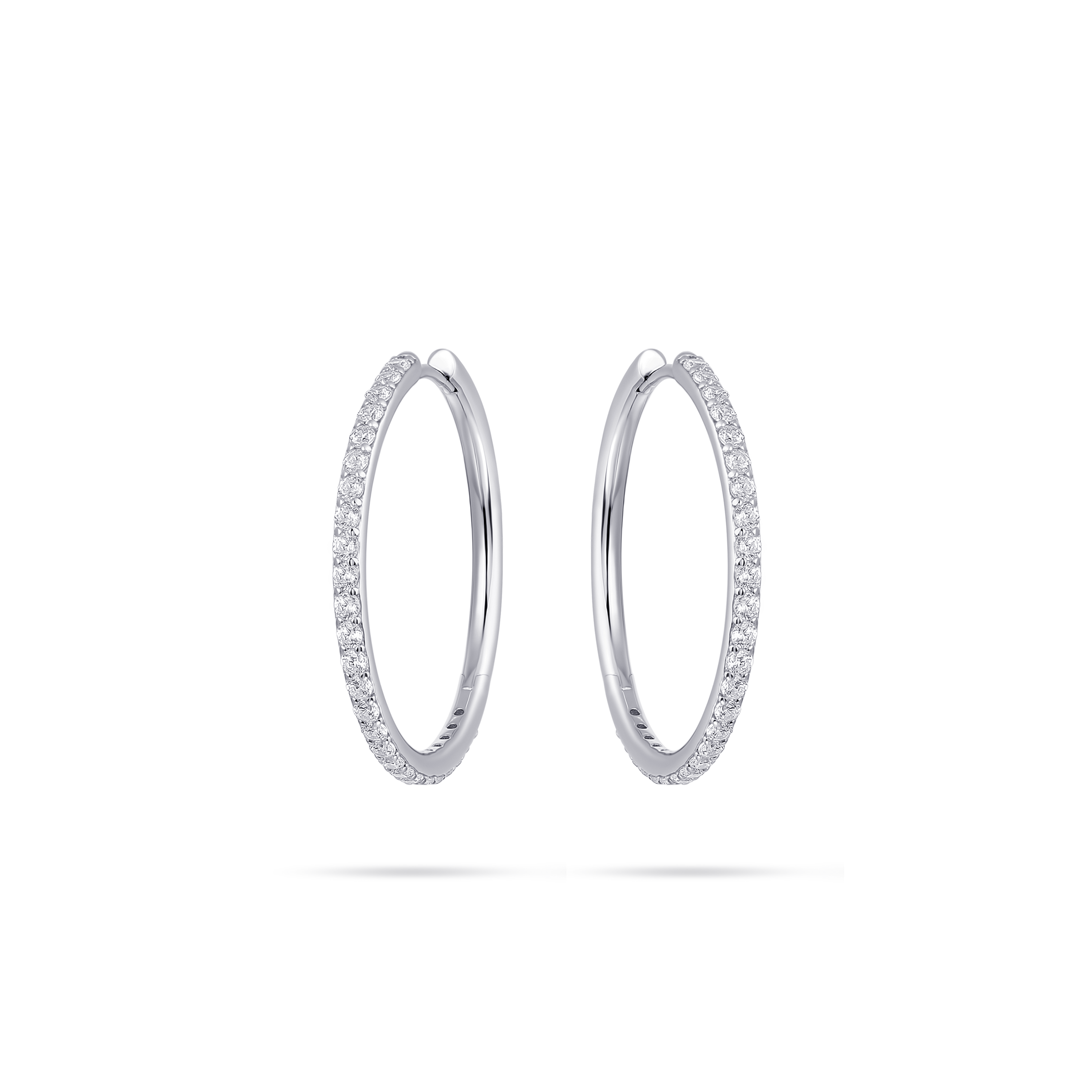 Sparkling Statement Hoop Earrings | Silver Rhodium Plated | Gisser Jewels-1