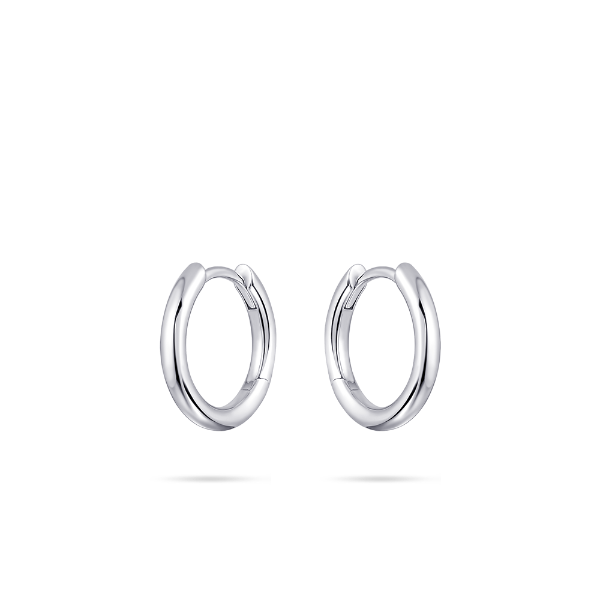 Tube Medium Hoop Earrings Gisser Jewels Silver Rhodium Plated-1