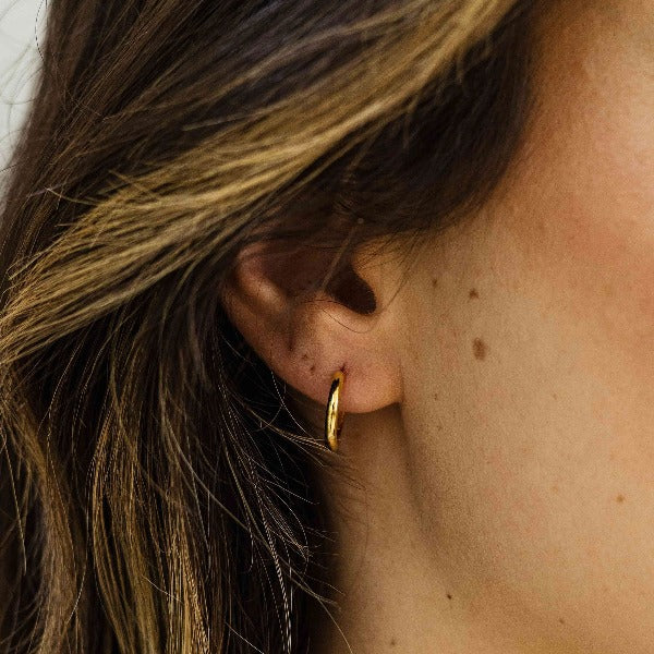 Gisser Jewels Silver Gold Plated Modest Midi Hoop Earrings