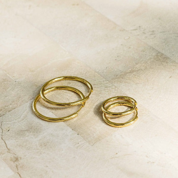 Gisser Jewels Silver Gold Plated Modest Maxi Hoop Earrings