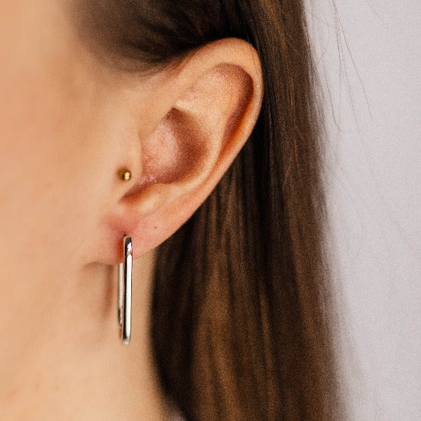 Gisser Jewels Silver Rhodium Plated Modest Extra Maxi Long Link Earrings-1