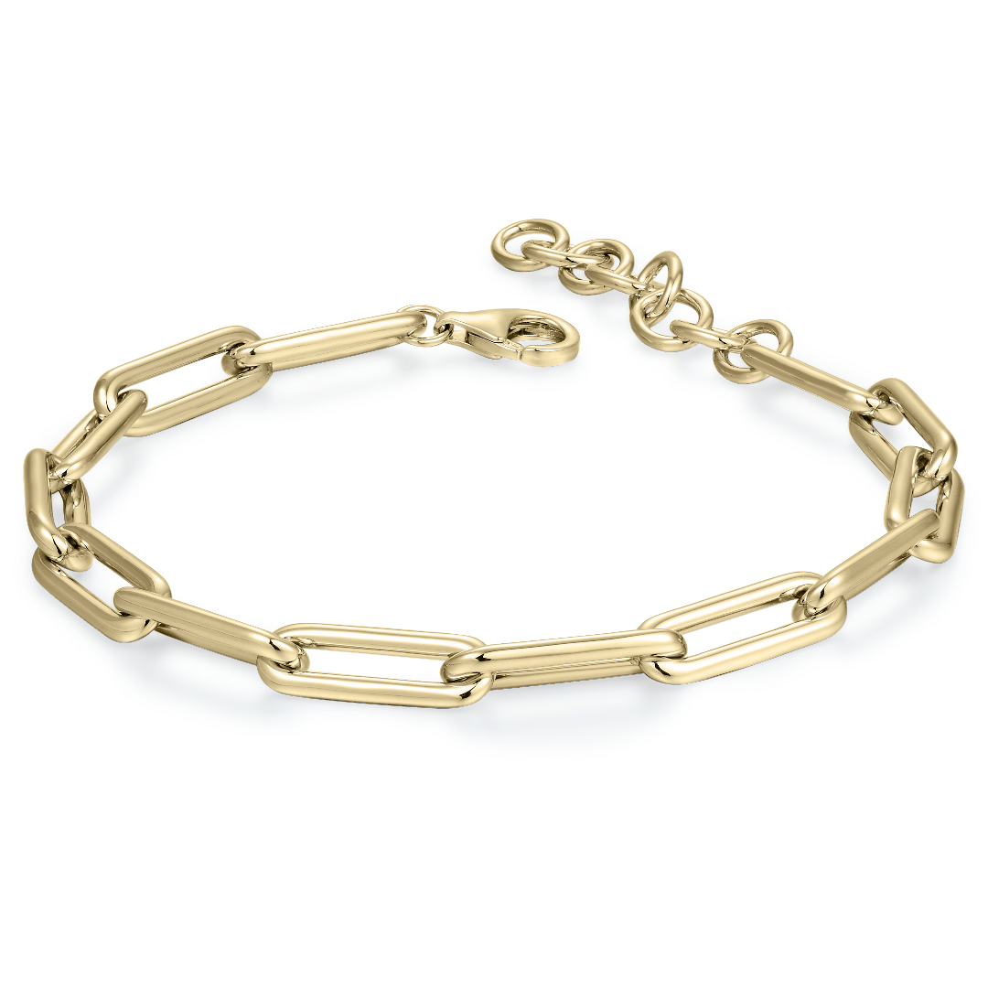 Gisser Jewels Silver Gold Plated Long Icon Link Bracelet