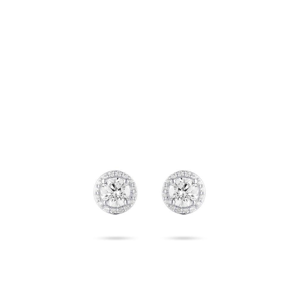 Gisser Jewels Silver Rhodium Plated Mini Halo Ear Studs-1