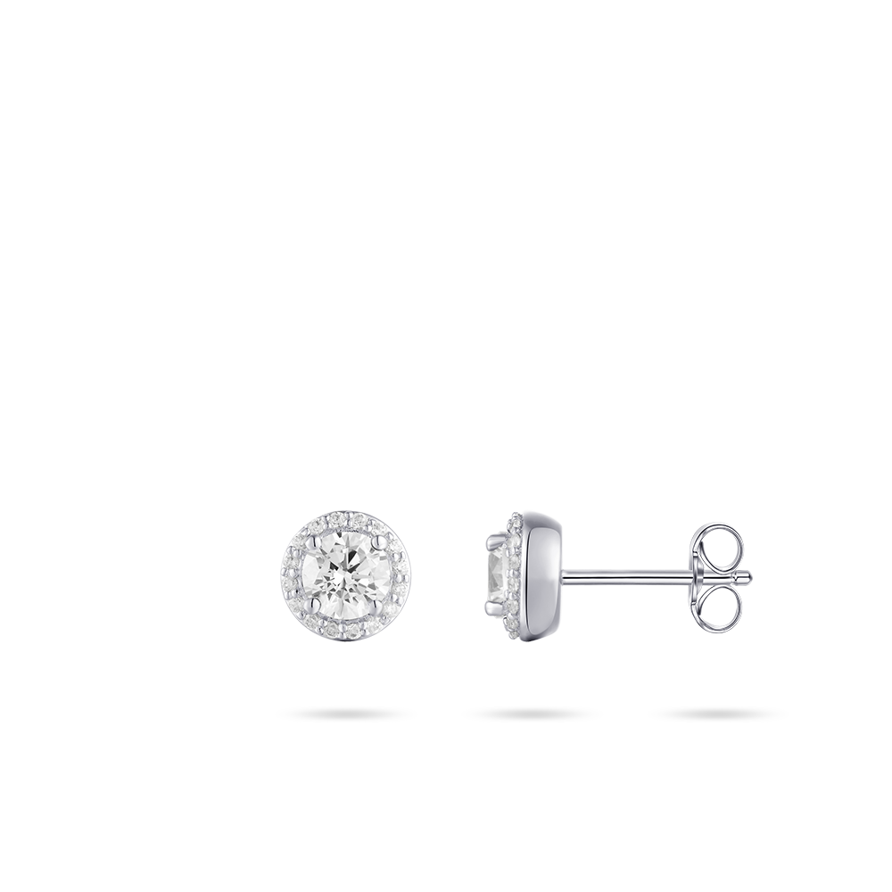 Gisser Jewels Silver Rhodium Plated Mini Halo Ear Studs-2
